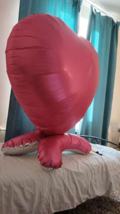 Фотография покупателя товара Воздушный шар фольгированный 65" «Сердце гигант», на подставке, красный - Фото 2