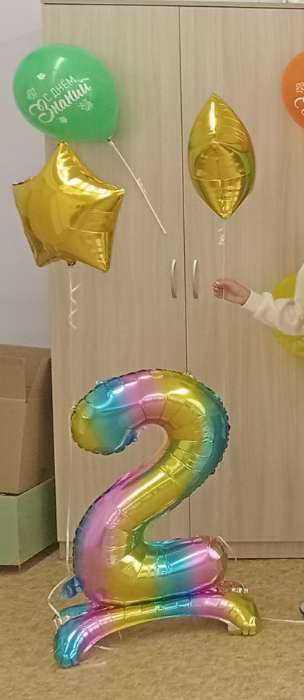 Фотография покупателя товара Воздушный шар фольгированный 40" «Цифра 9», на подставке, градиент - Фото 2