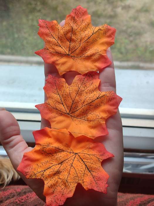 Фотография покупателя товара Декор «Кленовый лист», набор 50 шт., красно-оранжевый цвет - Фото 6