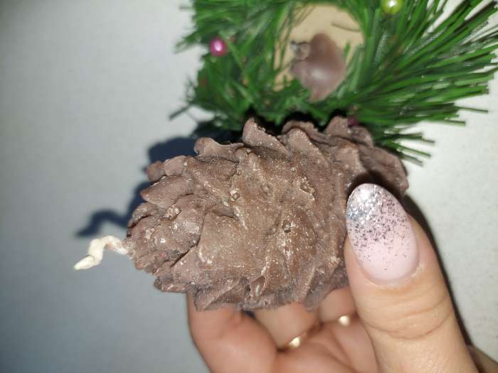 Фотография покупателя товара Свеча новогодняя "Шишка с еловым декором", 7 см, коричневая МИКС - Фото 4