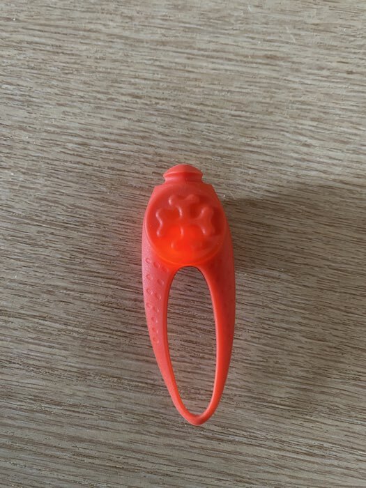 Фотография покупателя товара Световой маячок на ошейник/поводок «Лапка», 3 режима свечения, 3.2 см, силикон, красный - Фото 1