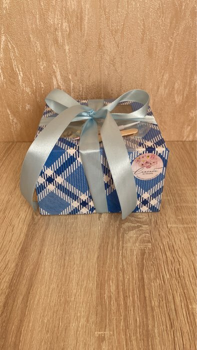 Фотография покупателя товара Коробка для 4 капкейков с окном, «Мужской», 16×16×10 см - Фото 1