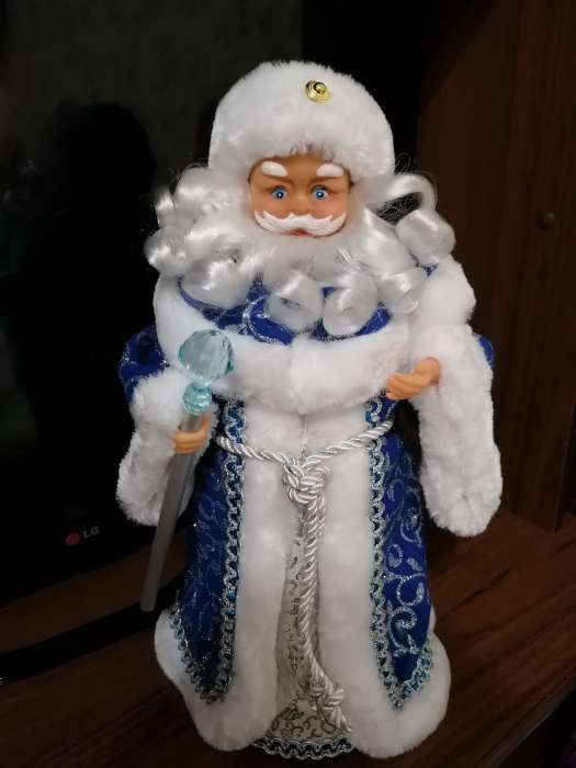 Фотография покупателя товара Дед Мороз "Кудрявая борода" двигается, 37 см, синий - Фото 1