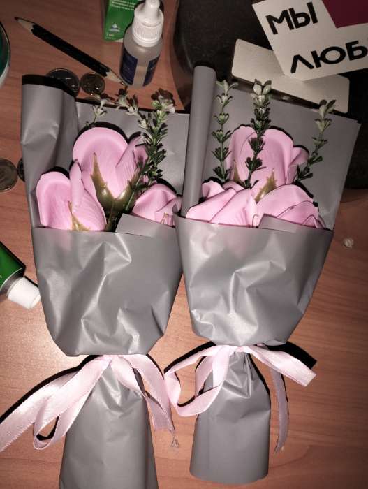 Фотография покупателя товара Букет мыльных роз, фиолетовые - Фото 1