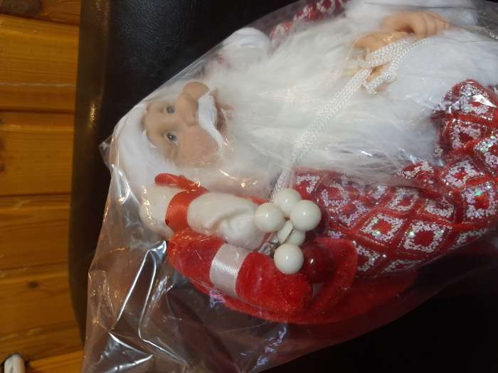 Фотография покупателя товара Дед Мороз "В колпачке и шубе ромбик, с фонариком и подарками" 45х23 см - Фото 8