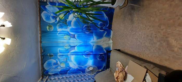 Фотография покупателя товара Фотошторы «Голубая орхидея», ширина 150 см, высота 260 см-2 шт., шторная лента, блэкаут - Фото 3