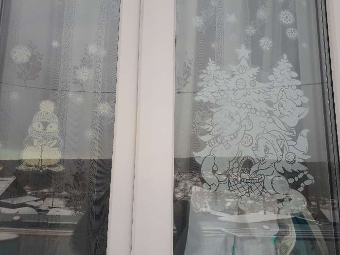 Фотография покупателя товара Наклейки для окон «Зимняя компания», многоразовая, 33 × 50 см