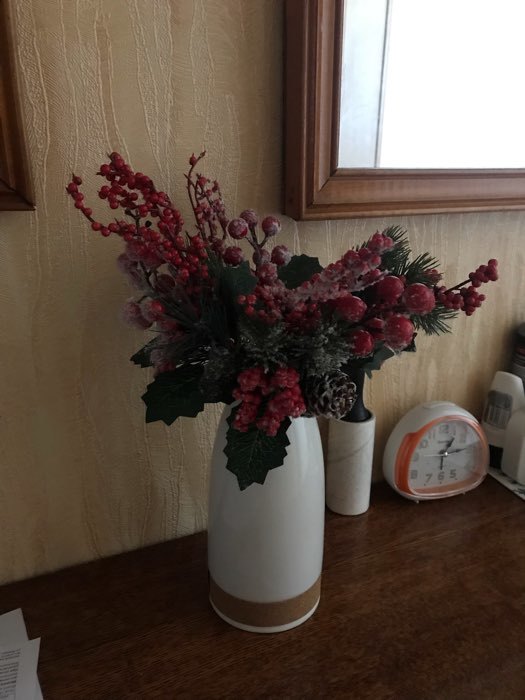 Фотография покупателя товара Декор "Зимние грезы" ягоды шишка иней хвоя, 26 см - Фото 7