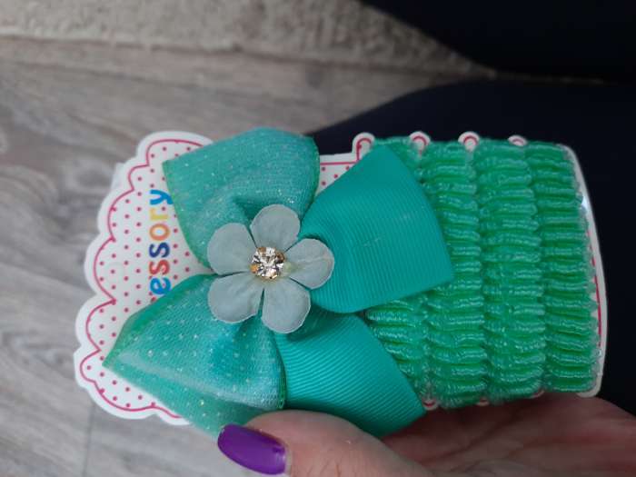 Фотография покупателя товара Набор для волос "Малютка" (4 резинки, 1 зажим) цветок, бирюзовый