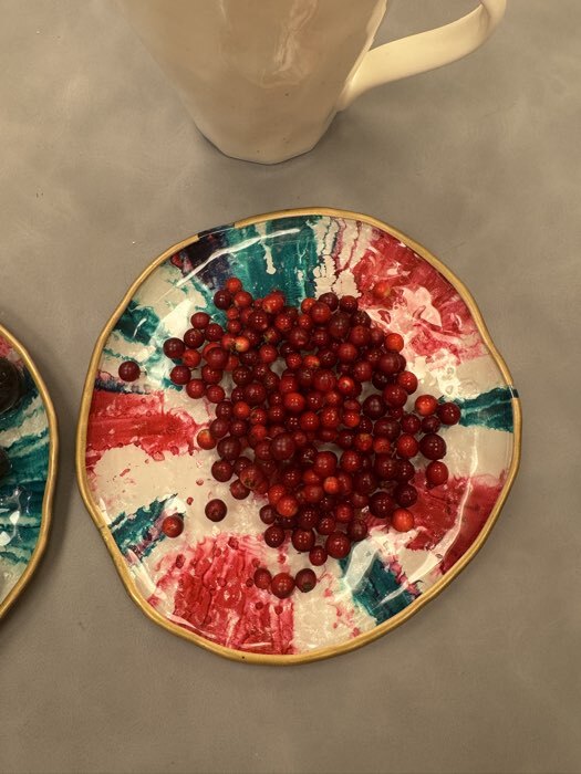 Фотография покупателя товара Тарелка Доляна Magro, d=24 см, стекло, бирюзово-розовая - Фото 3