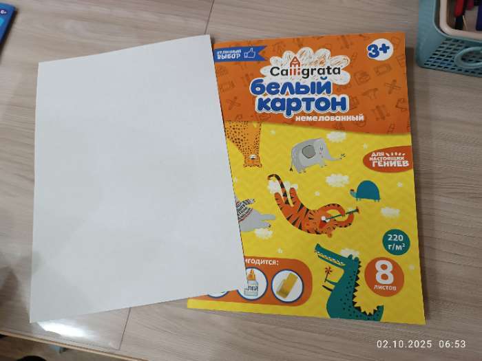Фотография покупателя товара Картон белый А4 8 листов Calligrata, немелованный, картонная обложка, в папке - Фото 1