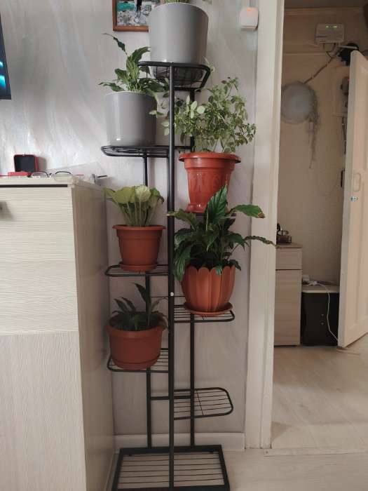 Фотография покупателя товара Подставка для цветов Greengo, 7 полок, 43×22×126 см, напольная, металл, цвет золотой - Фото 1