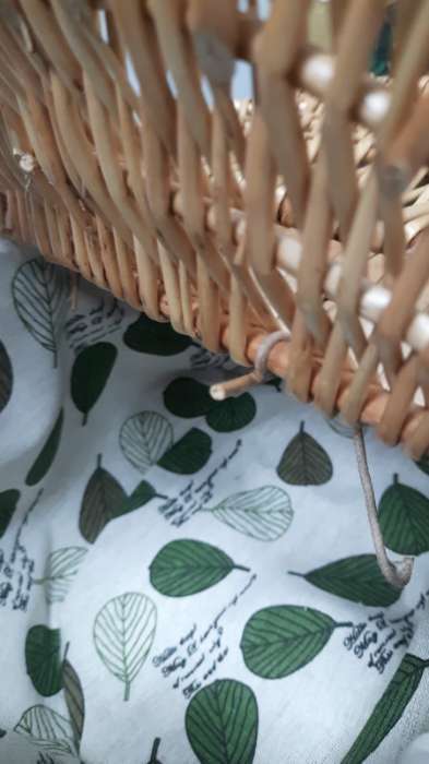 Фотография покупателя товара Корзина плетёная для хранения, 33×25×17 см, ручка h=13 см, лоза, с крышкой, тканевая вставка - Фото 1