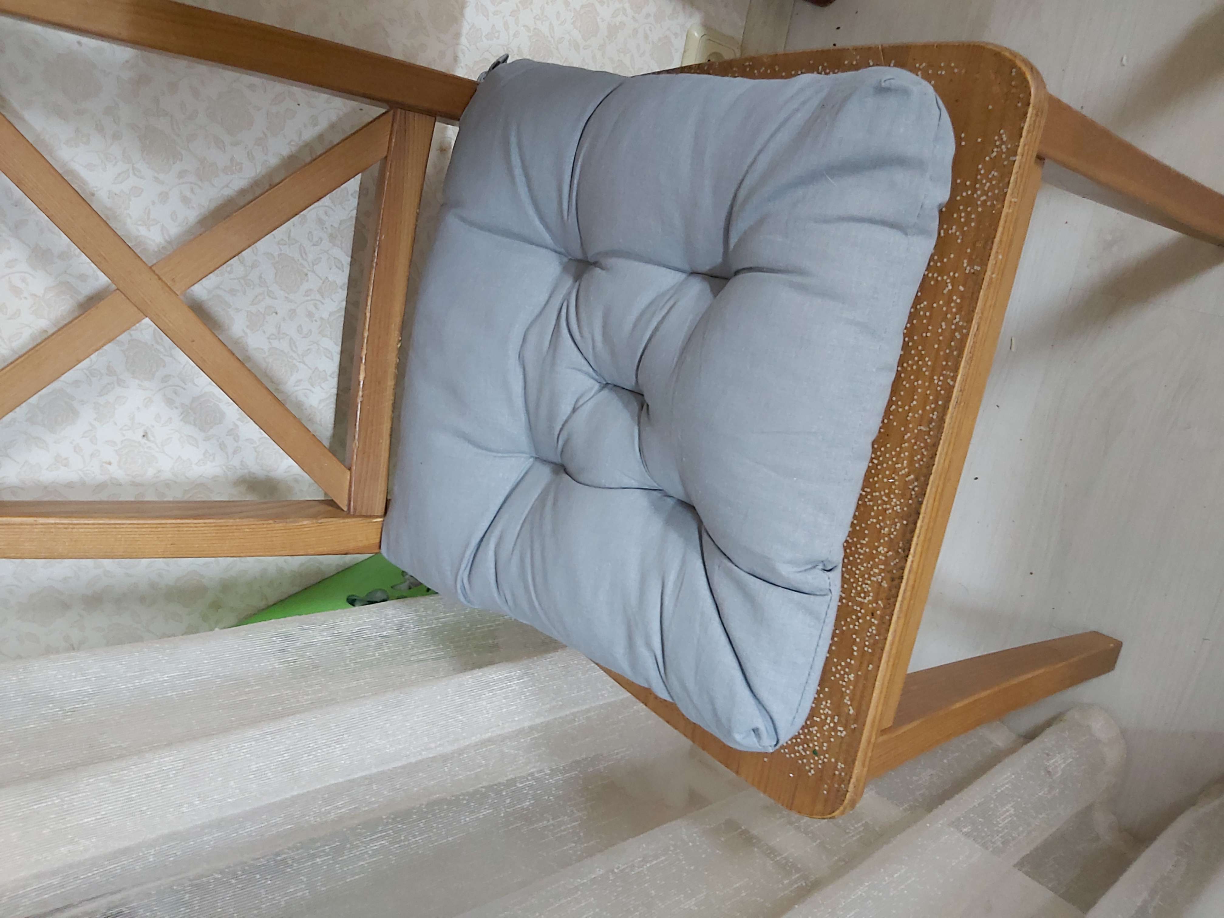 Фотография покупателя товара Набор подушек для стула 35х35см 2шт, цв.желтый, файбер, бязь хлопок 100% - Фото 1