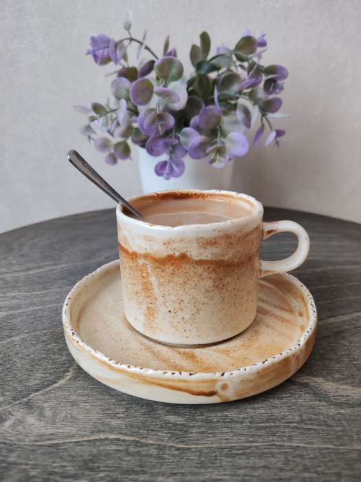 Фотография покупателя товара Блюдце Magistro Organic brown, d=14 см, универсальное, фарфор, бежевое - Фото 1