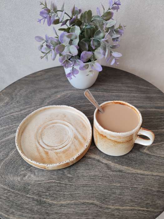 Фотография покупателя товара Блюдце Magistro Organic brown, d=14 см, универсальное, фарфор, бежевое - Фото 2