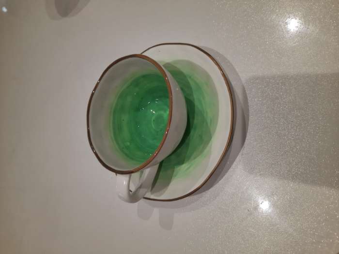 Фотография покупателя товара Чайная пара фарфоровая Доляна «Космос», 2 предмета: чашка 250 мл, блюдце d=16 см, цвет красный - Фото 2