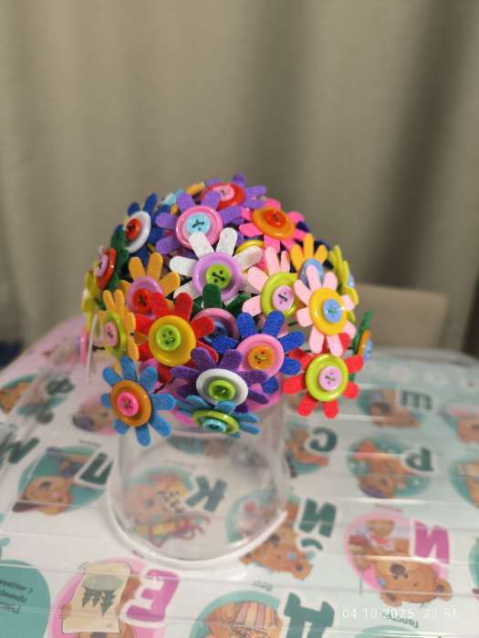 Фотография покупателя товара Набор для творчества. Букет из фетра с пуговицами «Пионы» - Фото 2