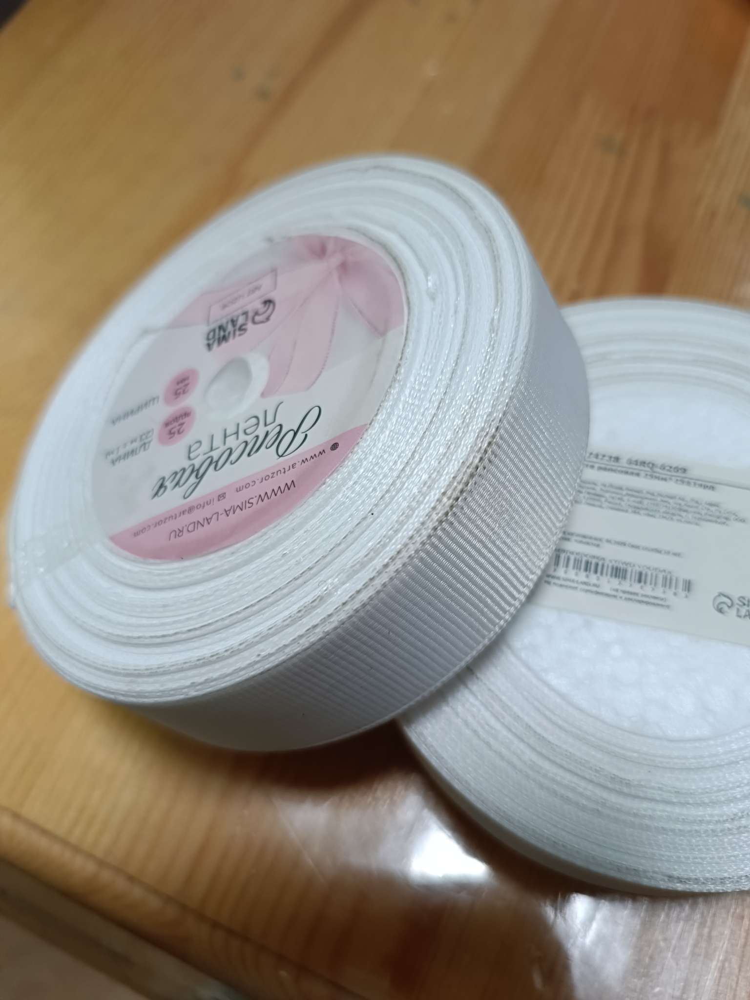 Фотография покупателя товара Лента репсовая, 38 мм, 23±1 м, белая №01 - Фото 4