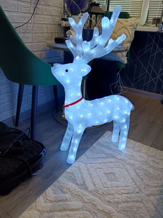 Фотография покупателя товара Светодиодная фигура «Олень гордый» 53×80×40 см, акрил, 96 LED, 8 режимов, 24 В, свечение белое - Фото 1