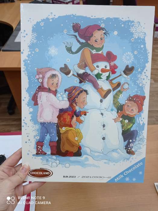 Фотография покупателя товара Адвент календарь с мини плитками из молочного шоколада Chocoland МИКС, 50 г