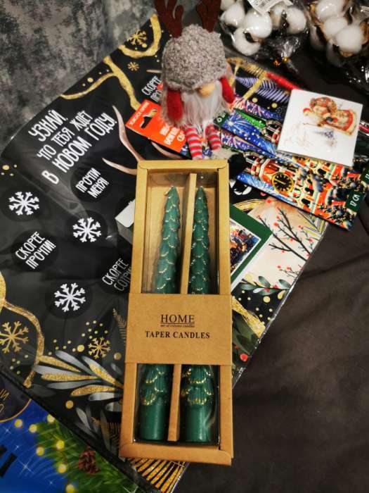 Фотография покупателя товара Набор свечей новогодних «Ель», 1.9×1.9×20 см, 2 шт., золото - Фото 1