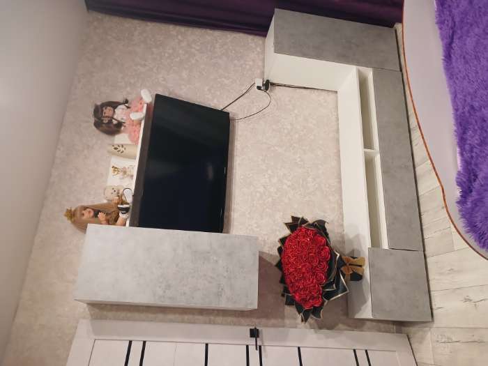 Фотография покупателя товара Гостиная под телевизор «Лира», 2130×1680×350 мм, цвет серый графит - Фото 7