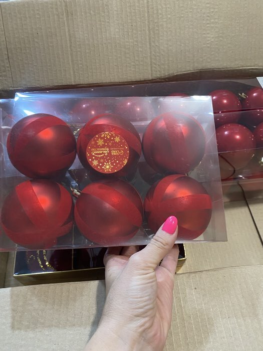 Фотография покупателя товара Ёлочные шары «Бархат», новогодние, d=8 см, набор 6 шт., красный - Фото 1