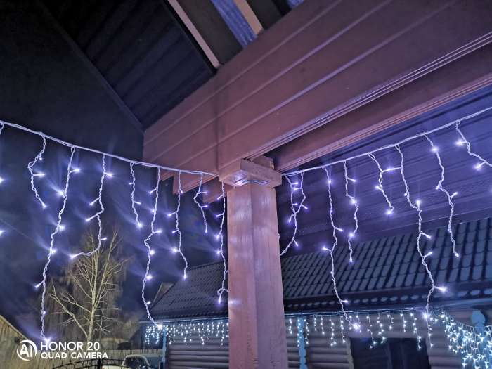 Фотография покупателя товара Гирлянда «Бахрома» 3 × 0.6 м, IP44, УМС, белая нить, 160 LED, свечение фиолетовое, 220 В - Фото 20