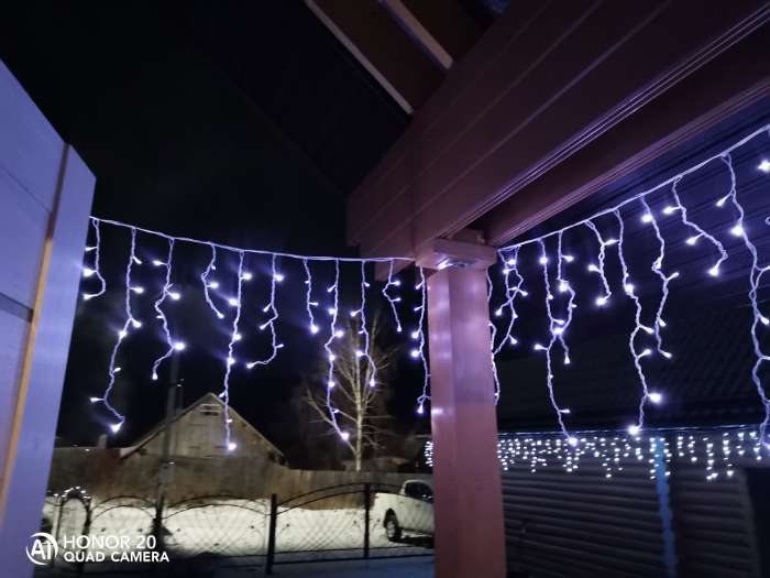 Фотография покупателя товара Гирлянда «Бахрома» 3 × 0.6 м, IP44, УМС, белая нить, 160 LED, свечение мульти, 220 В - Фото 21