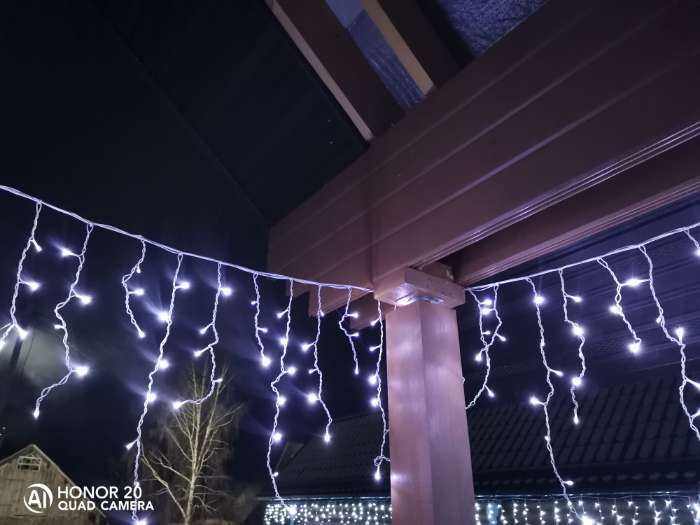 Фотография покупателя товара Гирлянда «Бахрома» 3 × 0.9 м, IP44, УМС, белая нить, 232 LED, свечение тёплое белое, 220 В - Фото 26