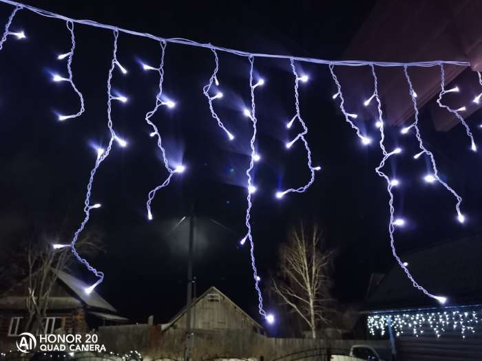 Фотография покупателя товара Гирлянда «Бахрома» 3 × 0.6 м, IP44, УМС, белая нить, 160 LED, свечение фиолетовое, 220 В - Фото 18