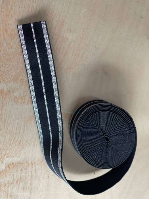 Фотография покупателя товара Резинка тканая, мягкая, 40 мм, 4.5±1 м, цвет чёрный, серебряный - Фото 1