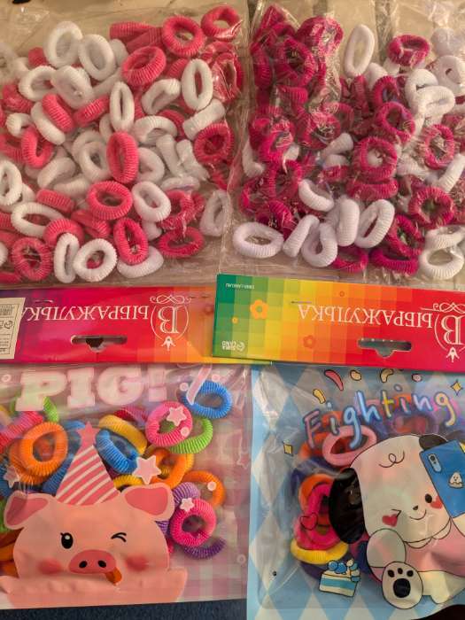 Фотография покупателя товара Резинки для волос «Махрушка спорт», набор 100 шт., 1.5 см, фиолетово-белые - Фото 5