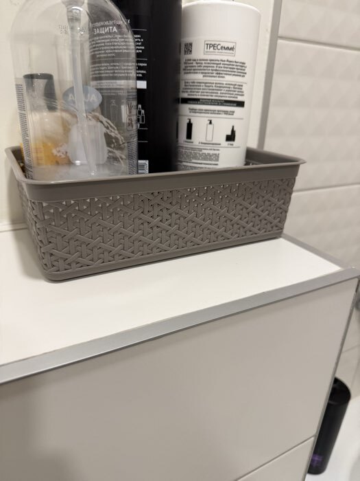 Фотография покупателя товара Корзинка универсальная Wenge, 2.25 л, 25.7×15.8×8 см, серая - Фото 4