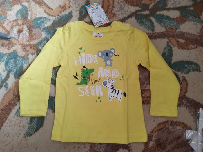 Фотография покупателя товара Лонгслив детский, рост 86 см, жёлтый - Фото 1