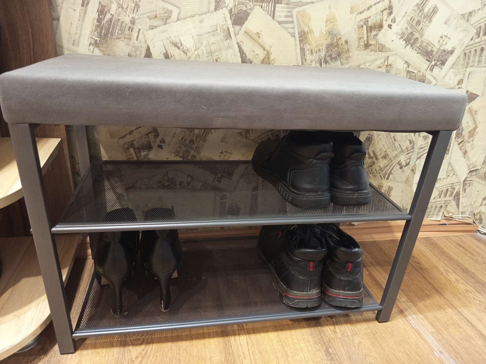 Фотография покупателя товара Банкетка «Торонто 23S», 67×30×49 см, каркас графит, сиденье серое - Фото 1