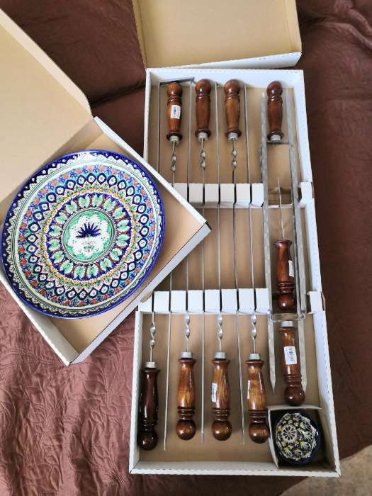 Фотография покупателя товара Набор с шампурами подарочный "Шафран", 12 предметов, в деревянной коробке, шампуры 50см - Фото 1