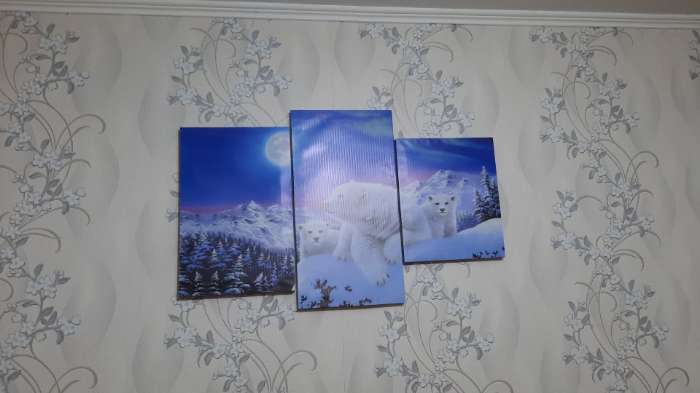 Фотография покупателя товара Картина модульная на подрамнике "Белые медведи" 29*35, 29*45, 29*55см, 90х55 - Фото 1