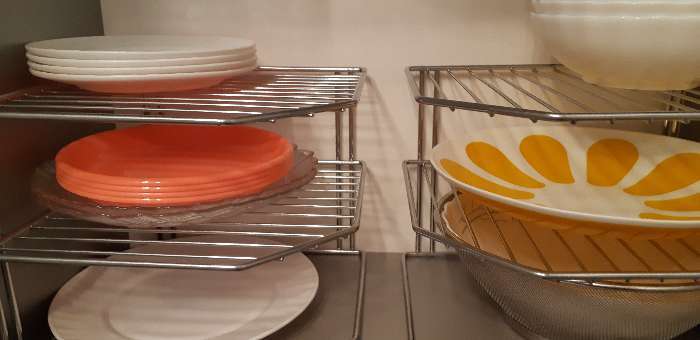 Фотография покупателя товара Подставка для посуды, 2 яруса, 25×25×20 см, цвет хром - Фото 5