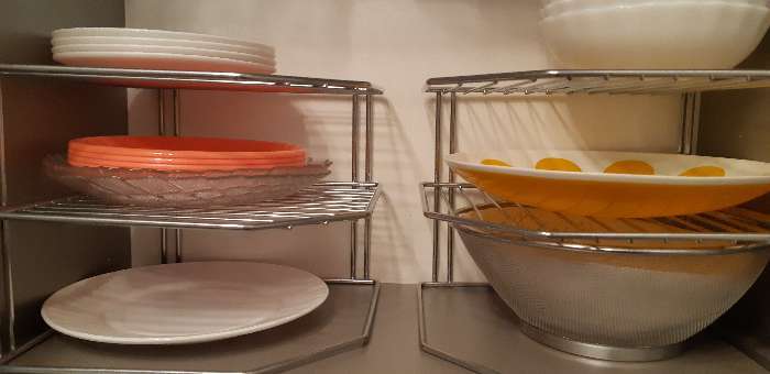 Фотография покупателя товара Подставка для посуды, 2 яруса, 25×25×20 см, цвет хром