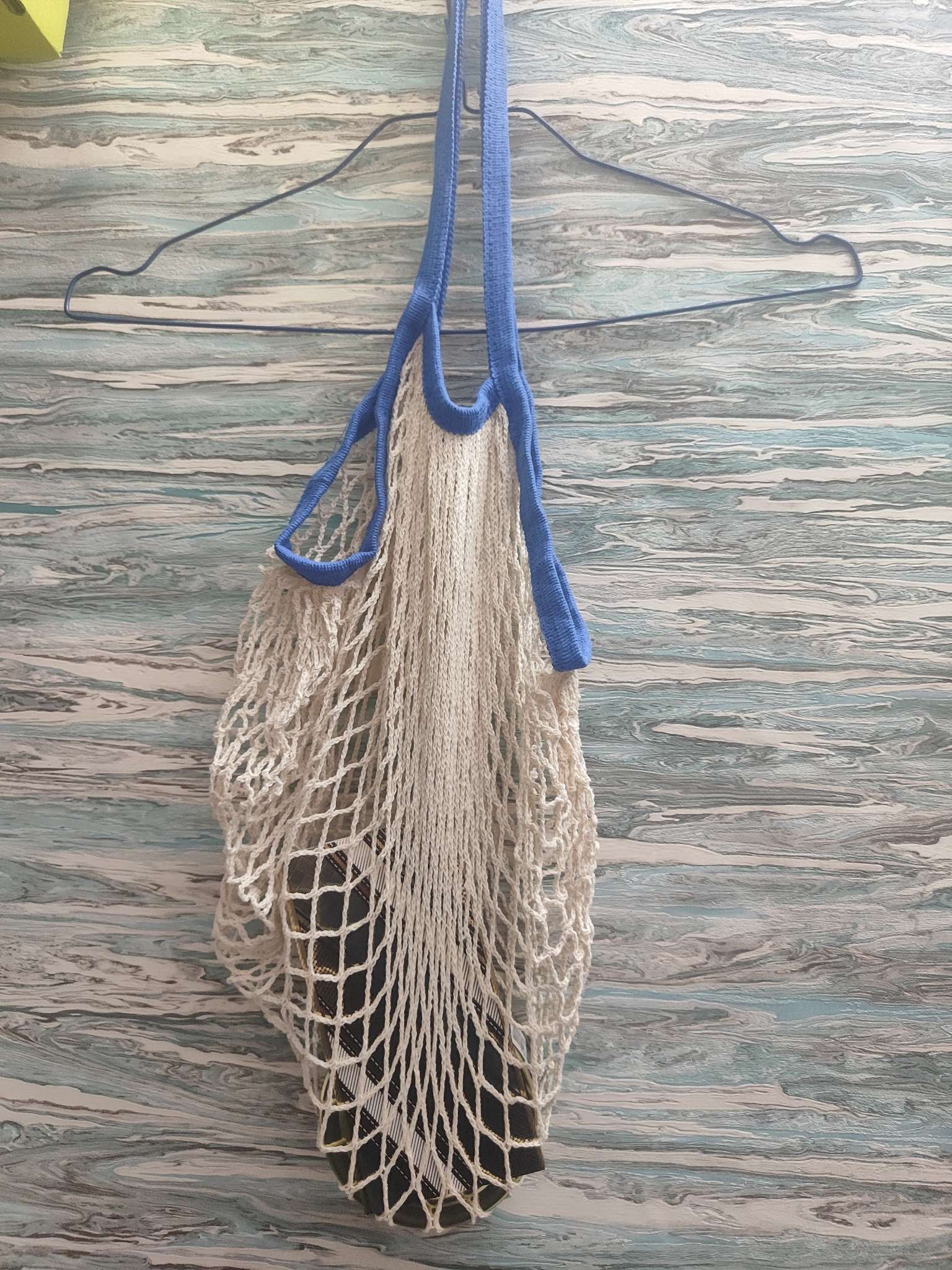 Фотография покупателя товара Сумка-авоська плетёная, клетка 1.5 см, бежевая - Фото 1