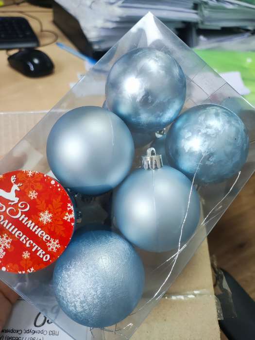 Фотография покупателя товара Ёлочные игрушки «Классика ассорти», шары новогодние, d=5 см, набор 12 шт., голубой - Фото 1
