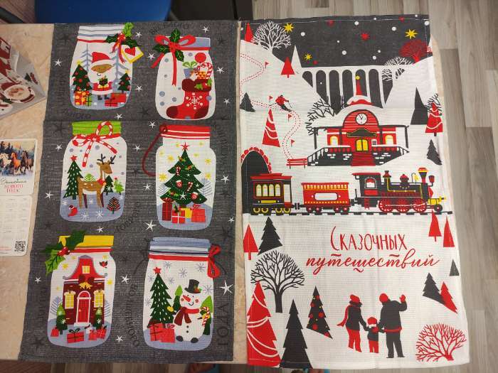 Фотография покупателя товара Набор новогодних кухонных полотенец Доляна «Волшебного года» 35×60 см-2 штуки, 100% хлопок - Фото 1