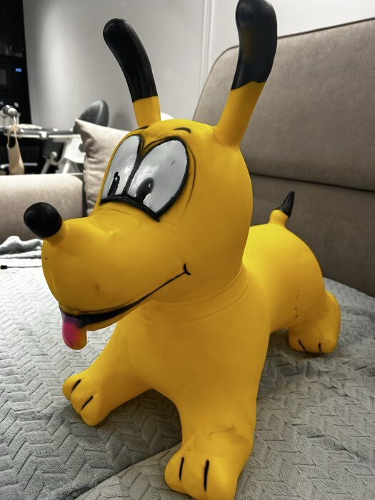 Фотография покупателя товара Попрыгун ZABIAKA «Собачка», 56×32×53 см, жёлтый - Фото 1