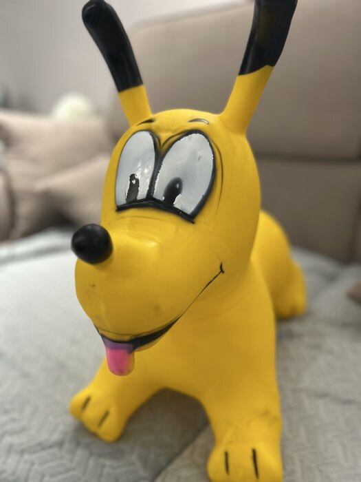 Фотография покупателя товара Попрыгун ZABIAKA «Собачка», 56×32×53 см, жёлтый - Фото 2