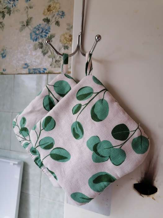 Фотография покупателя товара Прихватка «Доляна. Эвкалипт», 19×19 см, 100% хлопок, ватин 250 г/м² - Фото 1