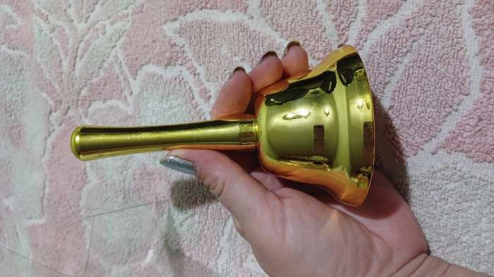 Фотография покупателя товара Колокольчик металлический школьный, 13.5×7.5 см - Фото 2