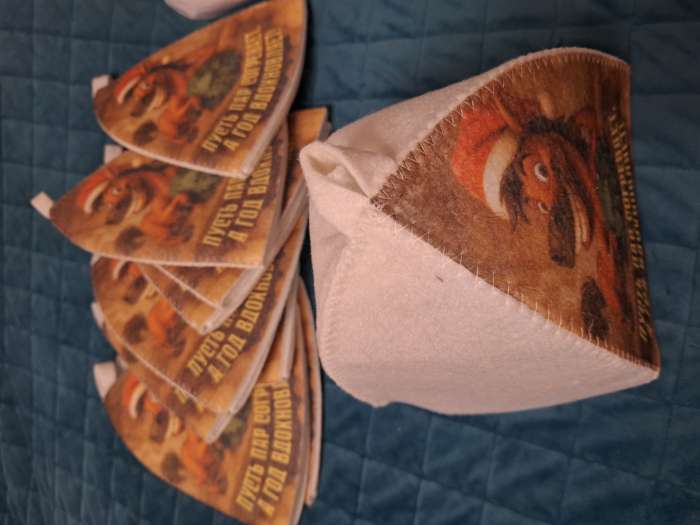 Фотография покупателя товара Шапка для бани и сауны «Пусть пар согревает, а год вдохновляет!», полиэфир 70%, шерсть 30%, «Добропаровъ» - Фото 1