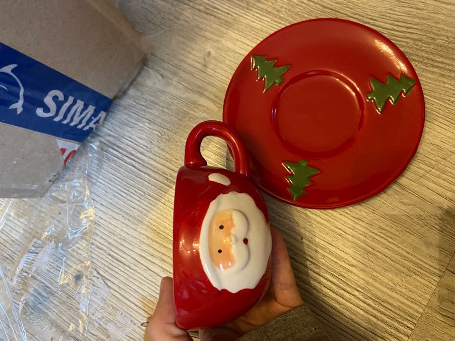 Фотография покупателя товара Чайная пара Доляна «Дедушка Мороз», 2 предмета: чашка 225 мл, блюдце, цвет красный - Фото 1
